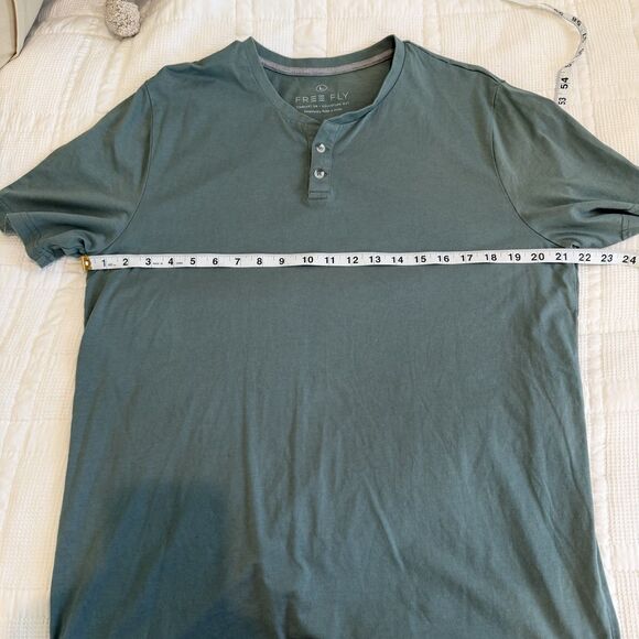 Free Fly Henley Shirt Men Large Green Button Bamboo Stretch Fishing Heritage - Picture 8 of 9